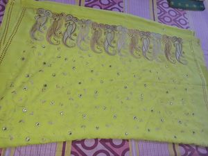 Lime Green Embroidered Saree