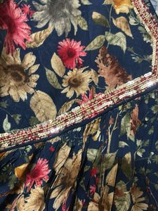 Navy Blue Floral Kurti
