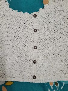 White Knit Crop Top