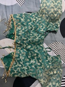 Emerald &amp; Gold Lehenga Skirt