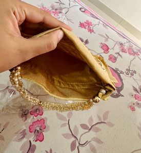 Golden Gota Patti Embroidered Potli Bag