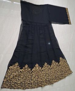 New Semi~Stitched Black Georgette Anarkali Suit