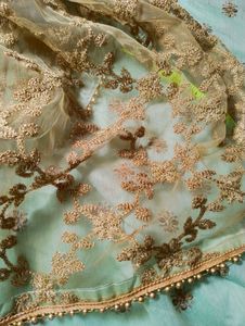 Gold Embroidered Net Dupatta