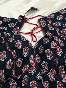 Printed Readymade Blouse Navu Blue