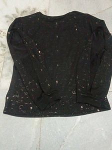 cutlery sleeves crop top for party wear in black