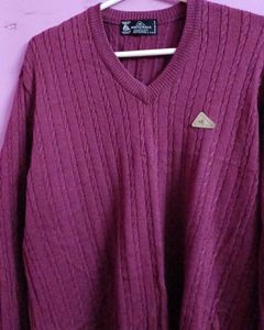 Burgundy V-Neck Knit Sweater