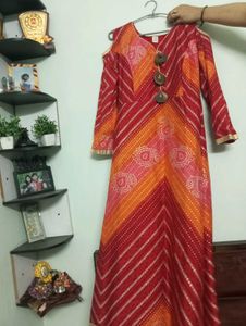 Vibrant Bandhani-Print Gown