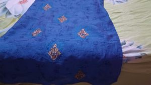 Embroidered blue churidar top