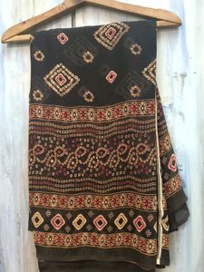 Dark Brown Bandhani Style