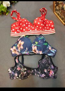 Floral &amp; Polka Dot Bras - Set of 3🌸