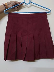 Korean Imported Pleated Tennis Mini Skirt Maroon