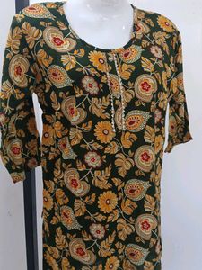 Floral Print Green Kurta
