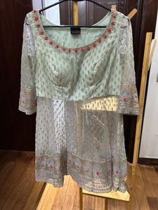 Grey Peplum Sharara With Dupatta