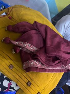 Mustard Kurta Set With Ghungroo Stole