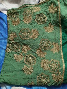 100% green georgette saree