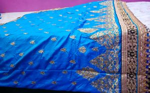 Embroidery Saaree Blue With Two Sequence Blouse