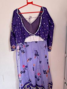 Beautiful purple A line kurti with side cuts