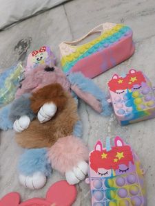 Furry Bag And Poppet For Girls Kids