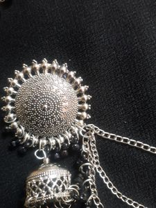 OXIDISED SILVER PLATED BAHUBALI EARRING