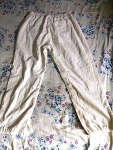 Elastic Waist Cream Pants