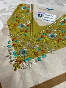 V-Neck Unstiched Suit - 100% COTTON