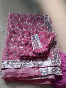 Pink Embellished Saree