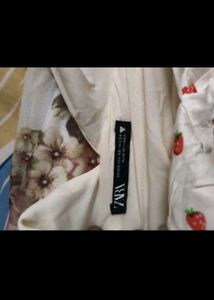 Zara Strawberry🍓 Print Viscose Mini Fit Flare