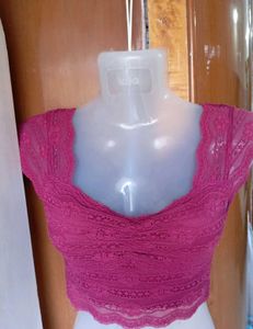 Burgundy/ Maroon Lace Net Top