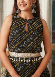 Midnight Chiffon Bandhani Set Of 2
