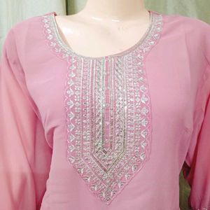 Elegant Pink Anarkali Kurta Set