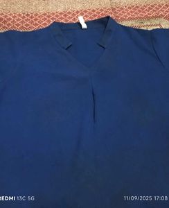 Blue V-Neck Top