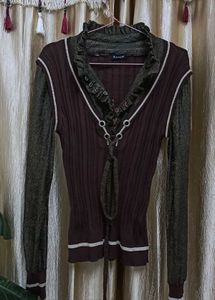Elegant Brown Knit Top