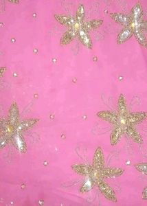 MAKE OFFER 💖 Pink Floral Embroidered Saree
