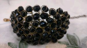 Black Beaded Statement Bracelet