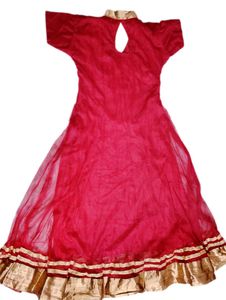 Elegant Red &amp; Golden Anarkali Dress – Like New♥️