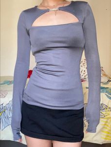 grey cut- out bodycon top