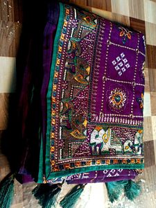 Purple Embroide Sarees With Blouse 42 Inch