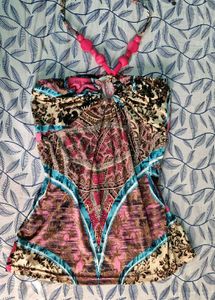 2000s y2k sleeveless multicolor stretchable top