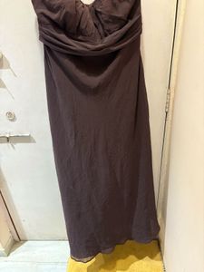 Elegant Brown Strapless Dress