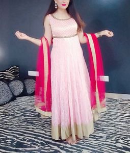 Adaah Designer Embellished Pink Anarkali Set