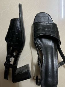 Allen Solly Black Croc Textured Block Heels
