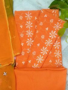 Radiant Rust Embroidered Unstitched Suit Set