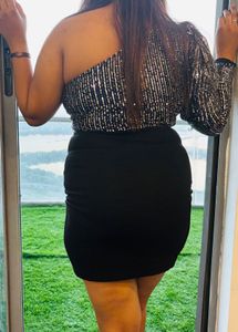Sequin One-Shoulder Top
