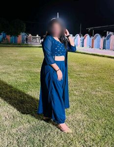 Women nevy blue sequinned Top with harem pants & s