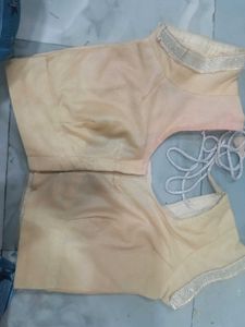 Elegant Golden Blouse Along With Ready 1 Min Saree