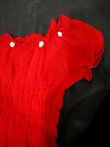 Red  Net Transparent Crop Top Of Girls!