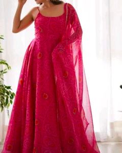 Elegant Pink Ethnic Gown with Dupatta
