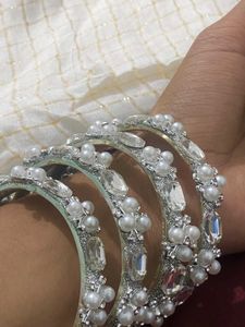 Sparkling Pearl &amp; Crystal Bangles