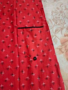 Red Print Button-Down Kurta♥️