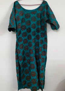 Teal Floral Print Kurti